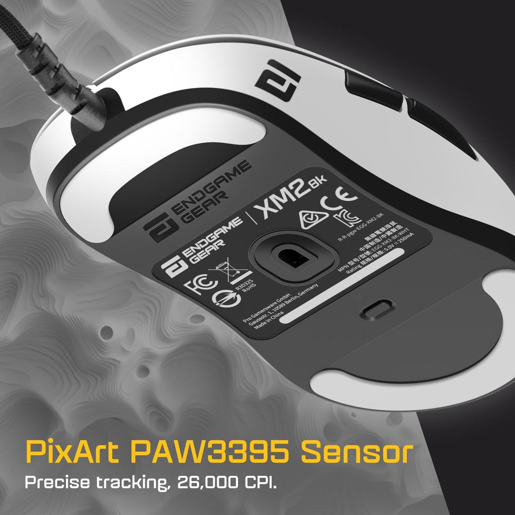 Игровая мышь Endgame Gear XM2 8k Частота опроса 8000 Гц Переключатели Kailh GX Сенсор PixArt PAW3395 52 г Белая EGG-XM2-8K-WHT