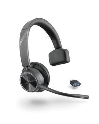 Poly Беспроводная гарнитура Voyager 4310 с Bluetooth и беспроводные Bluetooth-наушники для и веб-конференций, одно ухо (8G101AA) USB-C донгл,