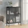 VidaXL Black Buffet 75x35x105 Cm Glass and Steel 353003
