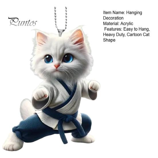 Подвесное украшение в виде кота кунг-фу для дома, рождественской елки, зеркала заднего вида автомобиля, 2D, плоского акрилового котенка, подвесное украшение в виде мультяшного животного