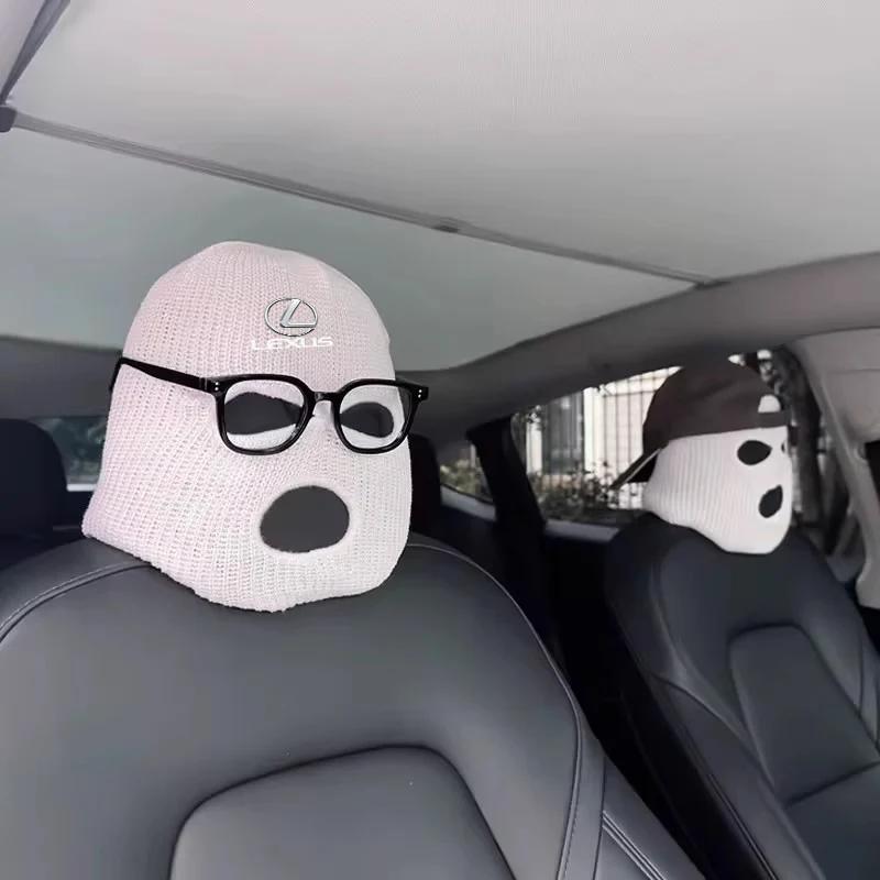 Car Seat Headcovers Personalized Knitted Headcovers Masked Man Funny Hat For LEXUS RX300 RX330 RX350 IS250 LX570 is200
