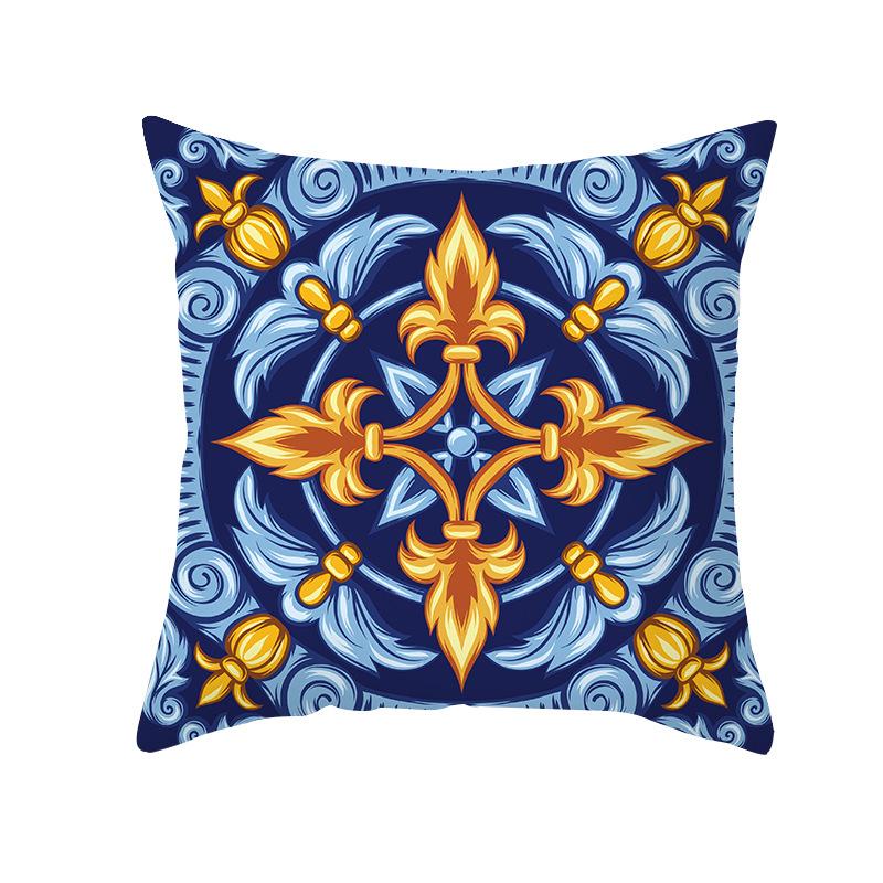 Наволочка для декоративной подушки с принтом Shopee Желтая и синяя Геометрическая В стиле середины века Ретро Абстрактная Декоративная подушка Наволочка для диванной подушки