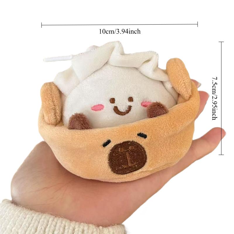 Cute Capibala Dumpling Plush Keychains Capybara Stuffted Pendant Kawaii Plush Gifts for Friends Bean Eye Doll Pendant Bag decor
