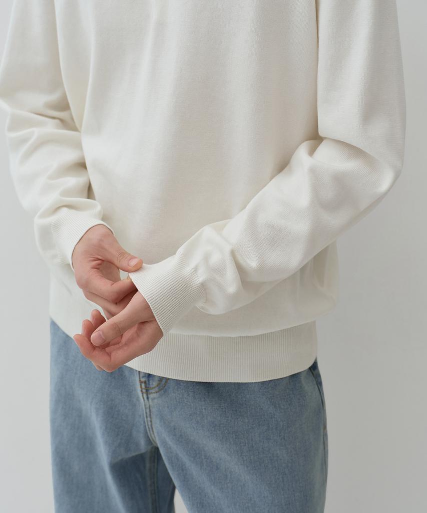 MUSINSA STANDARD Washable Supima Cotton Henley Neck Knit [Ivory]