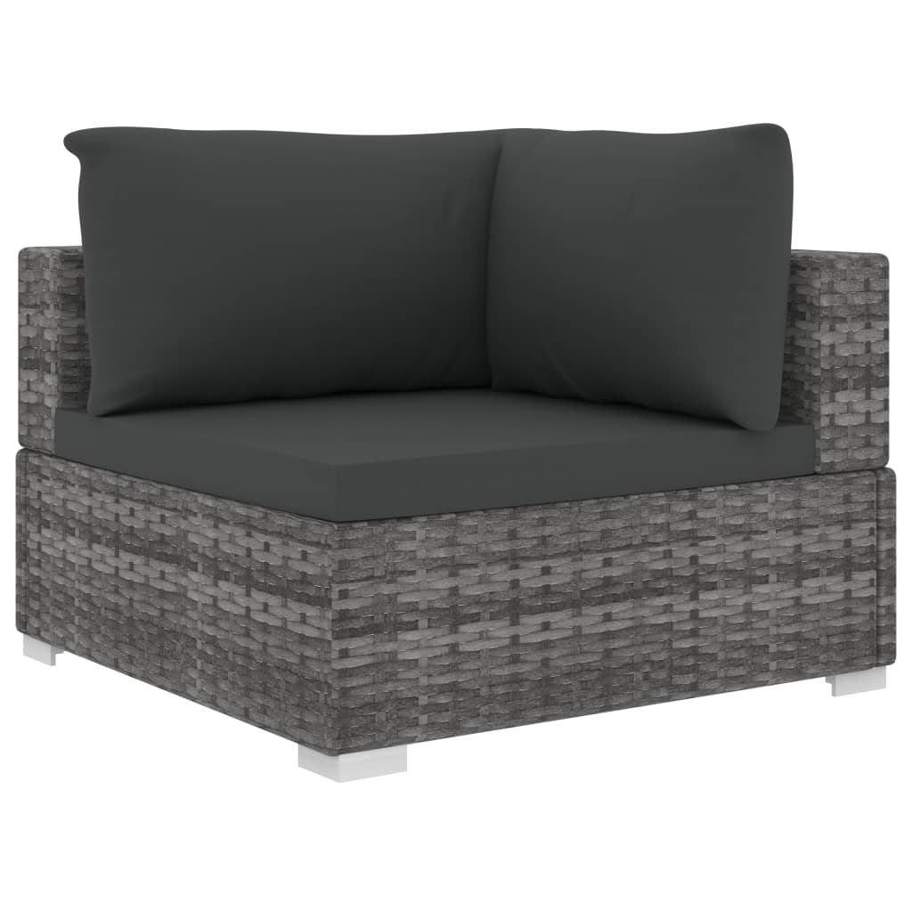 10 Piece Garden Lounge Set with Cushions Grey Poly Rattan
