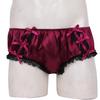 Men's Low Waist Ruffled Floral Lace Satin Bikini Panties Stretchy Knickers Sissy Lingerie