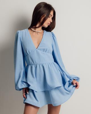 Платье летнее Bocharova 64100 S голубое лен