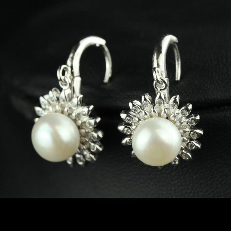 Серьги-капли из натурального пресноводного жемчуга, стерлинговое серебро 925 пробы, подсолнух, элегантный камень принцессы, женский подарок, ювелирные изделия