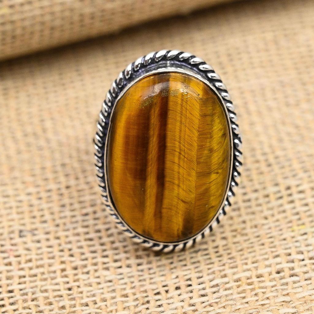 Замечательное ювелирное кольцо ручной работы из стерлингового серебра 925 пробы с драгоценным камнем тигровый глаз