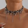 Y2K Tassels Rivet Choker Necklace for Women Stars Beads Hiphop Punk Style Vintage Jewelry Hyperbole Collar Accessories