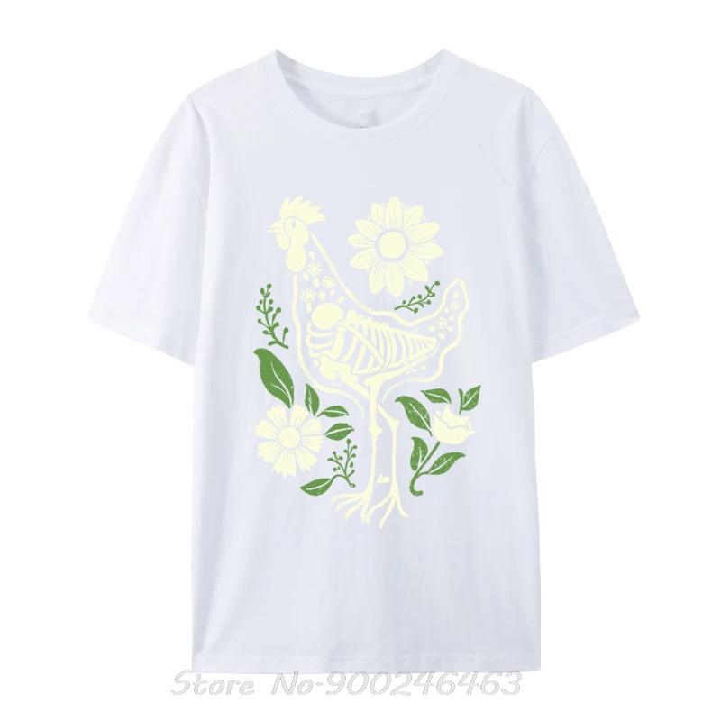 Floral Skeleton Farm Eggs Farmer Hen Chicken Flower Animal Normal Casual Top Tshirt Tees For Unisex Company Cotton Unisex Clothing