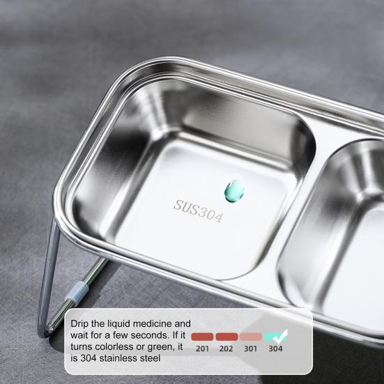 Приподнятая миска для питомца из нержавеющей стали, нескользящая миска для воды и корма для собак со съемным кронштейном, наклон 15 градусов