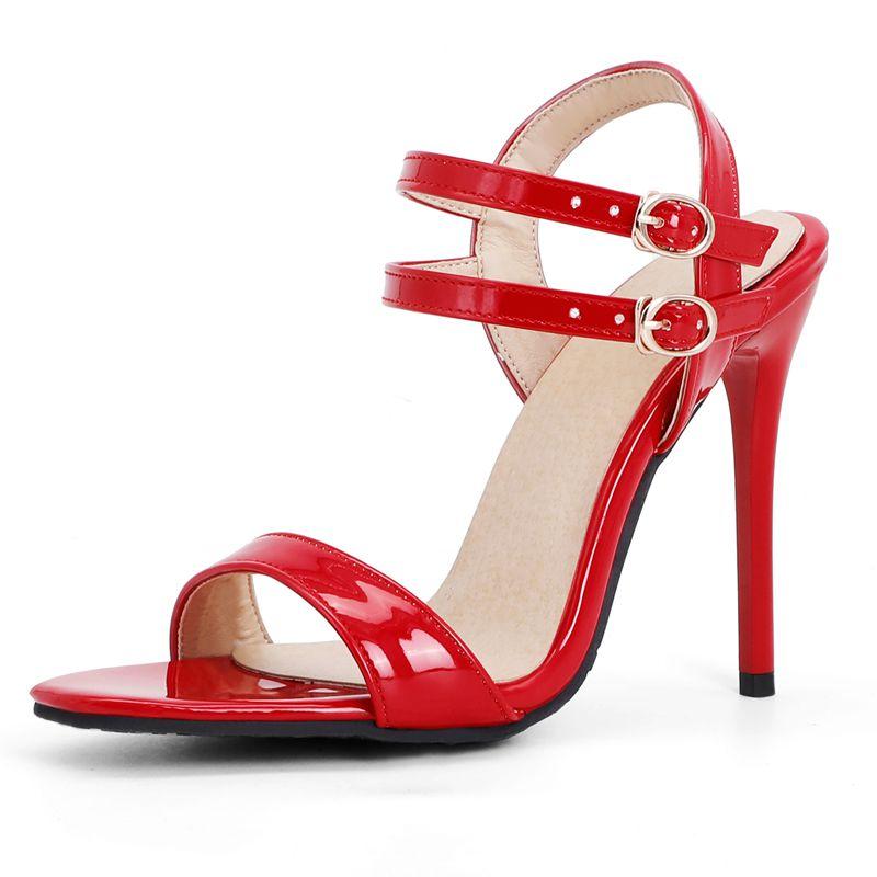 2025 Сексуальные женские сандалии Квадратный носок Шпилька 11 см Ремешок с двойной пряжкой Большой размер 45 46 47 48 Модная обувь для вечеринок и свиданий