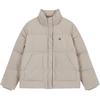 Logo Decorated Stand Collar Short Sleeve Korean Style Down Jacket Women Jacket Brown J224676PCF