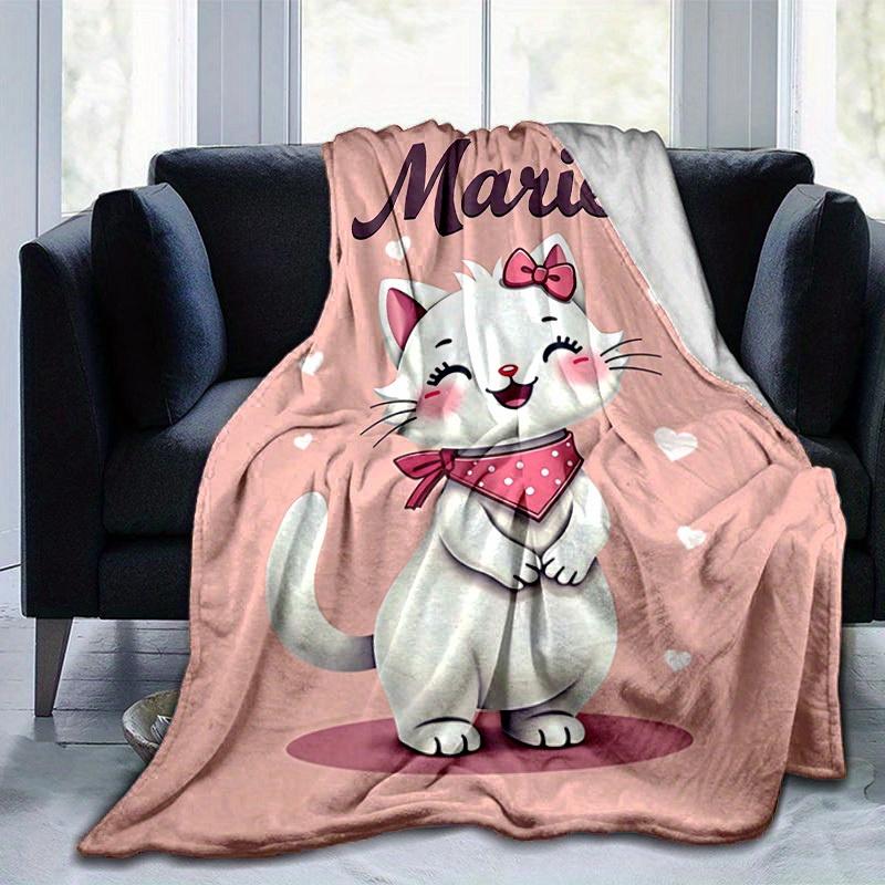 1pc Cute Cartoon Marie Cat Blanket - Seasonal Home Decor, Cartoon Blanket, for Decorating Your Own Sofa and Living Room, Super Soft Flannel,