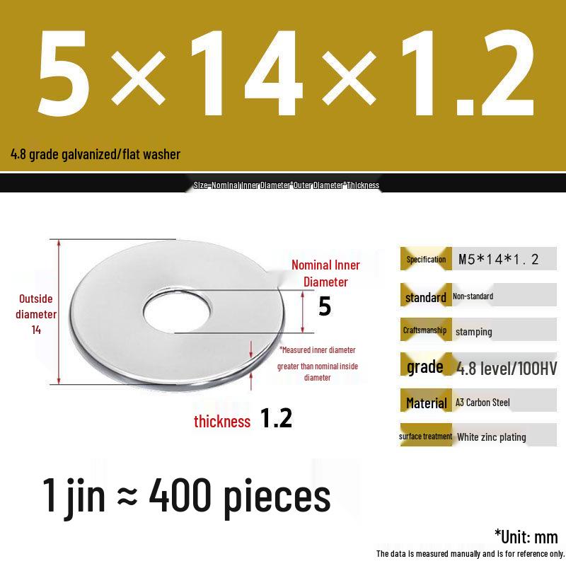 Оцинкованная Extra Large Утолщенная Металлическая Плоская Шайба (M6-M16)