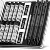 Four Candies and Metal Mechanical Pencil Set with 3 480 HB Lead and for and Drafting 0.5mm, 0.7mm, 0.9mm Case, Pencils, Refills, Eraser, Black,