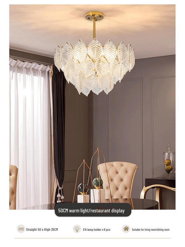 European Style Glass Chandelier for Luxury Living Room or Bedroom Decor