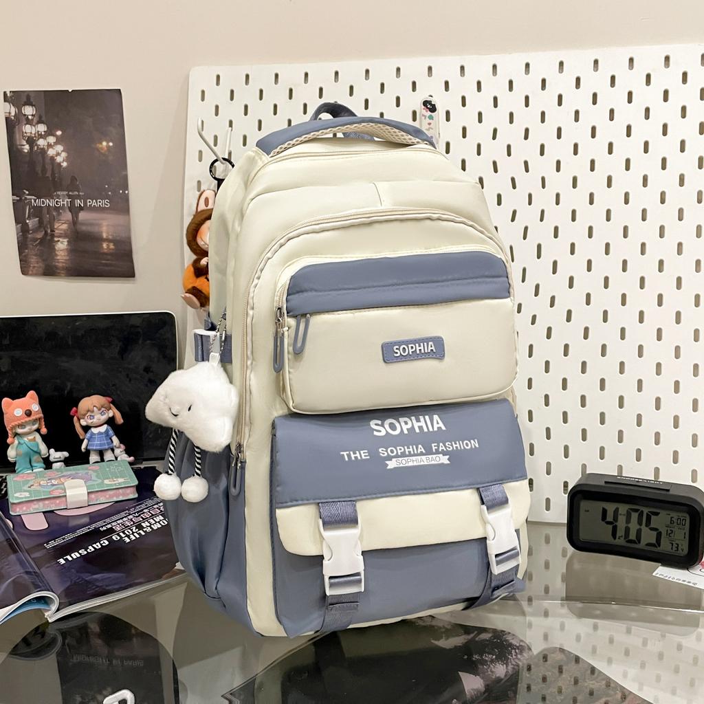 Schoolbag new large-capacity ridge protection student schoolbag simple leisure backpack outdoor travel commuting light burden reduction backpack