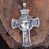 Vintage Cross Pendant Necklace Men's European and American Hanging Tag Necklace Sweater Chain Cross Border Jewelry