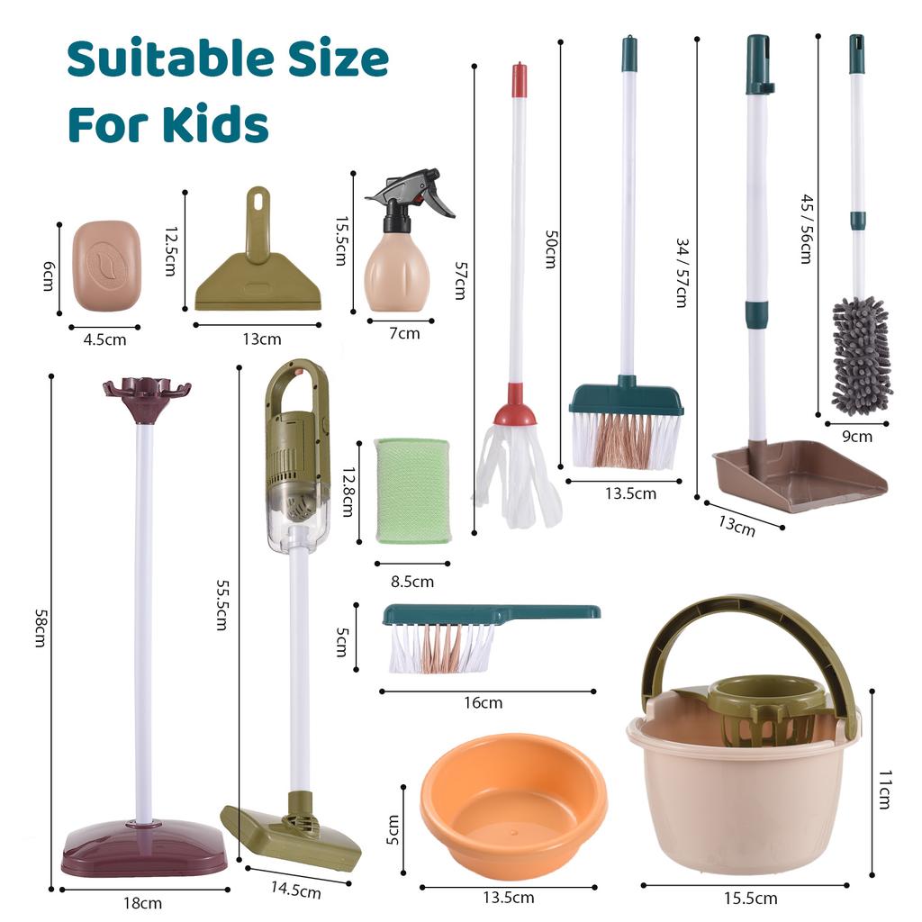 Kids Cleaning Set for Toddler Housekeeping Play Set with Vacuum Cleaner Broom Mop Dustpan Mop