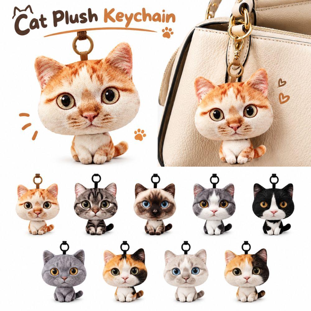 Cartoon Design Doll Bag Pendant Plush Car Key Ring Cat Plush Doll Keychain School Bag Decoration