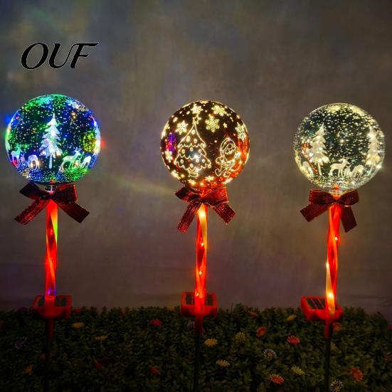 Energy Efficient Solar Spherical Lamps 2Pcs Christmas Ball Light, Color Changing LED Garden Stake with Automatic Dusk to Dawn Lights 13 Beads,