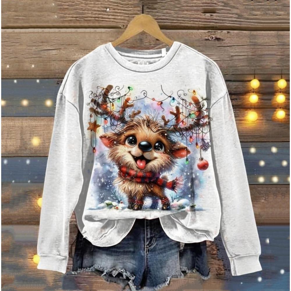 Christmas Day Cute Cat Printed Clothing 3d Animals Print Harajuku Hoodie Autumn/Winter Round Neck Sweater 2024 Longsleeves Tops