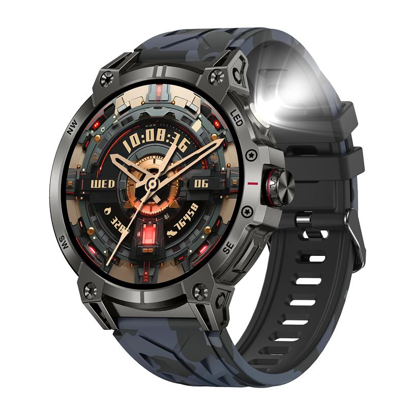 Умные часы KC89 для мужчин, для занятий спортом на открытом воздухе, светодиодный фонарик, компас, Bluetooth-звонок, голосовой ИИ, мониторинг здоровья, фитнес-трекер, смарт-часы