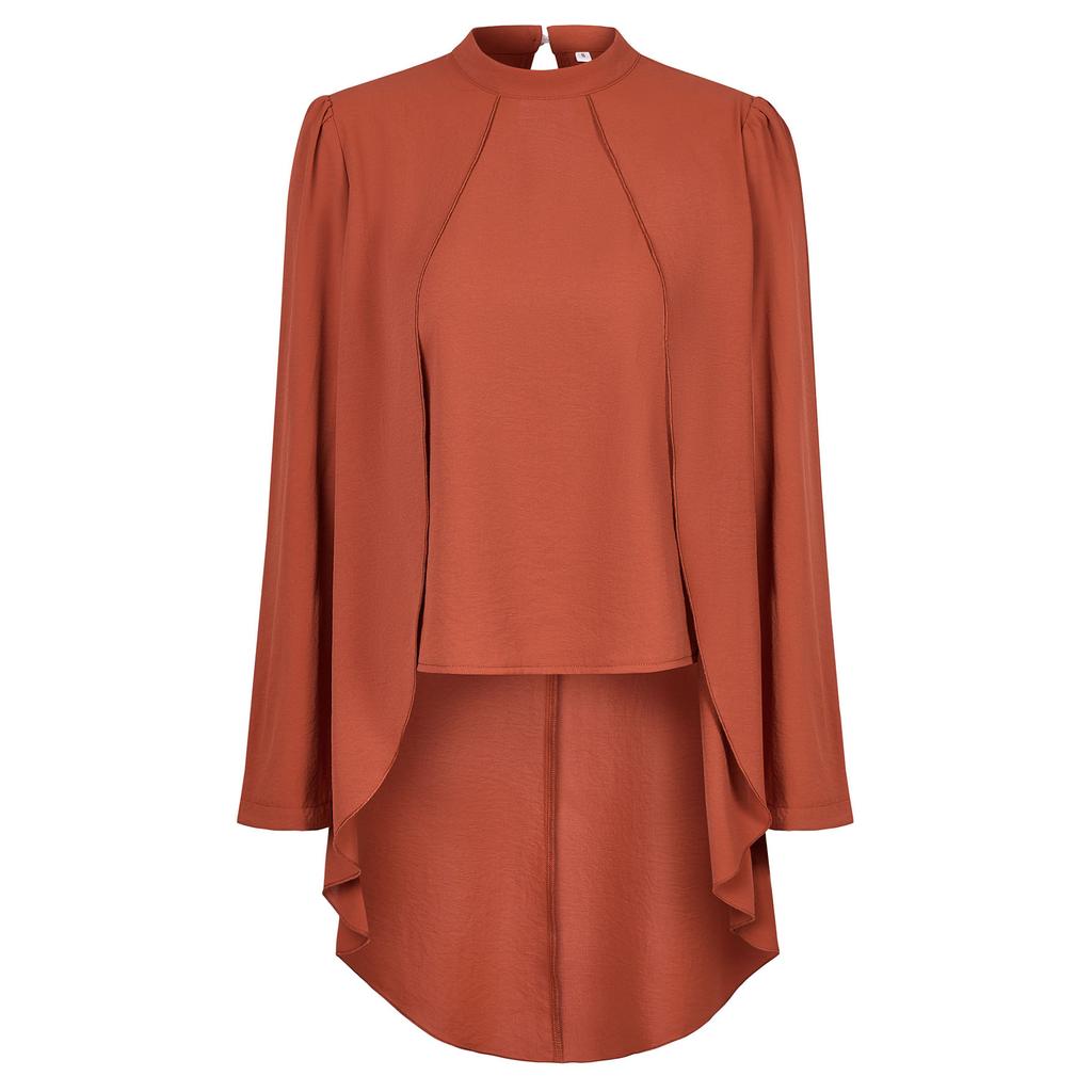 Повседневная женская модная однотонная рубашка с высоким воротником и длинными рукавами, пальто из искусственной кожи с двумя рубашками для женщин, элегантная женская одежда, осенняя одежда