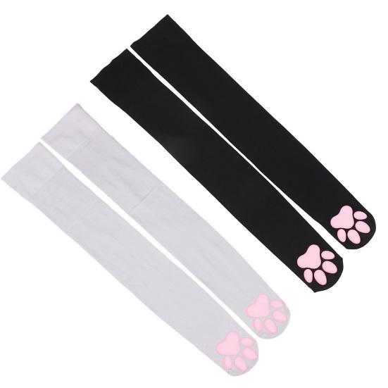 1 комплект, женские 3D чулки с кошачьими лапами, комплект перчаток, кавайные носки с котом для косплея, однотонные противоскользящие носки с кошачьими лапами для вечеринки в честь Хэллоуина
