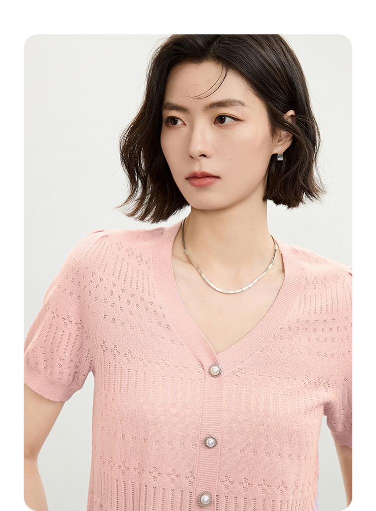 Qianwen Gentle Wind Hollow Knitted Shirt