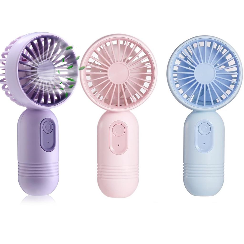 3pcs Portable Mini Handheld Fan with 3-speed for Travel USB Rechargeable Battery Operated Eyelash Fans