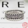 Новые поступления 925 стерлингового серебра Pan Beaded Pav éRound Band Ring Изысканный подарок для женщин
