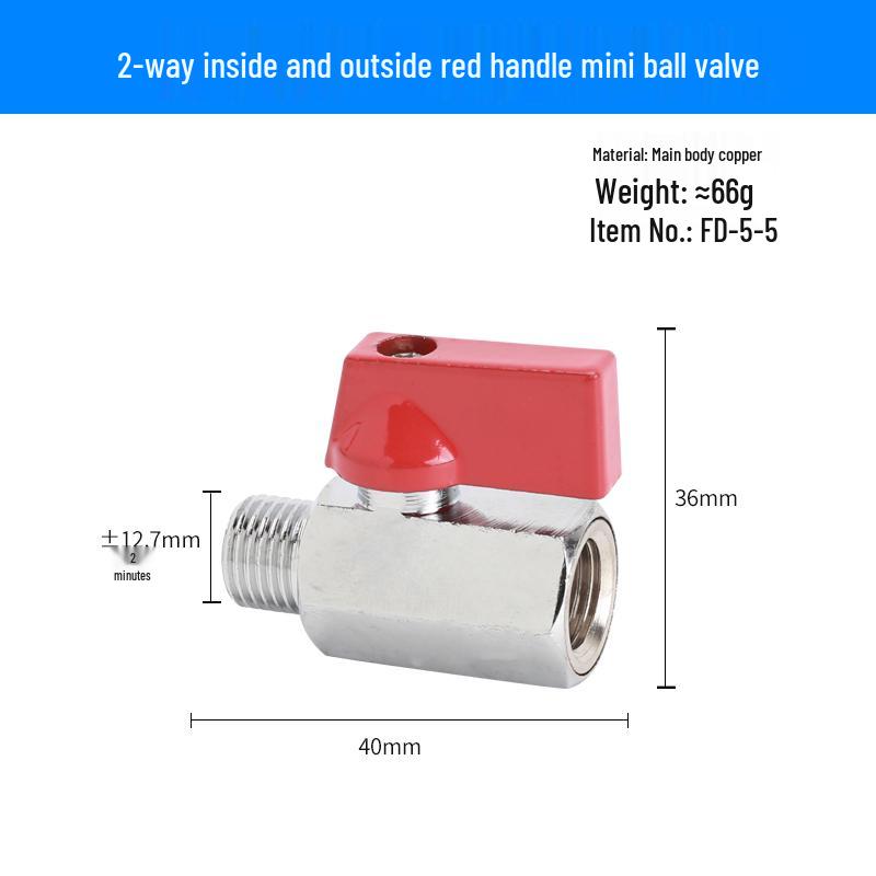 Super Short Mini Brass Ball Valve, 1/8" - 1/2" Thickened Male & Female Valve Switch