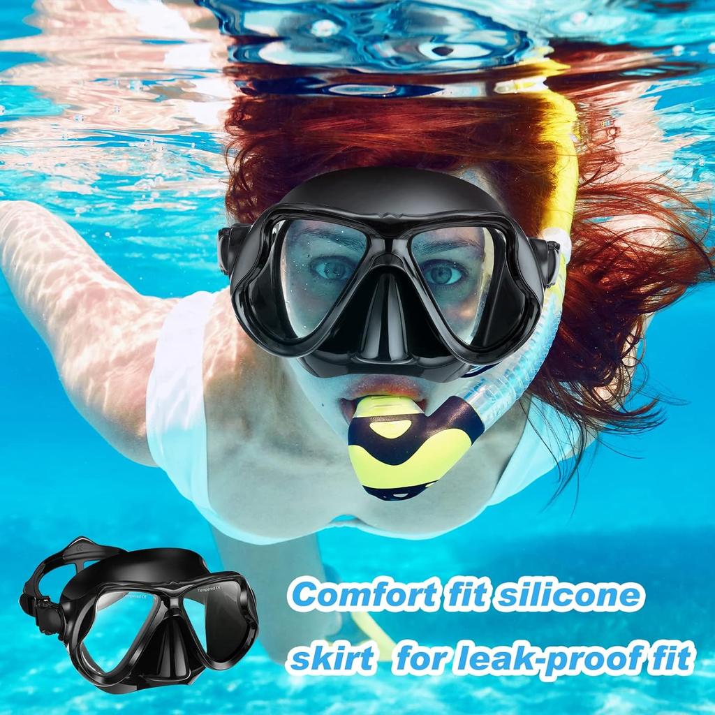 2 Pack Swimming Face Masks For Adult Swimming Snorkeling Goggles With Nose Cover Anti-Fog Clear Vision Tempered Glass For Diving Swimming