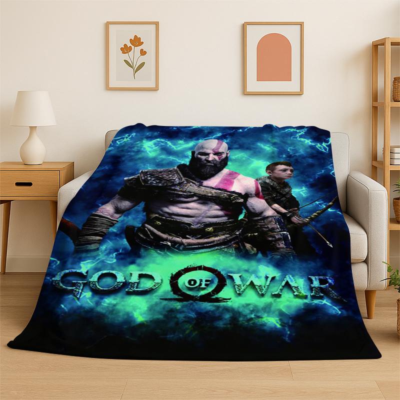 Ретро Игра God of War Кratos Фланелевое Одеяло Мягкое Теплое Плед для Спальни Гостиной Кровати Путешествий Кемпинга Пикника Подарок