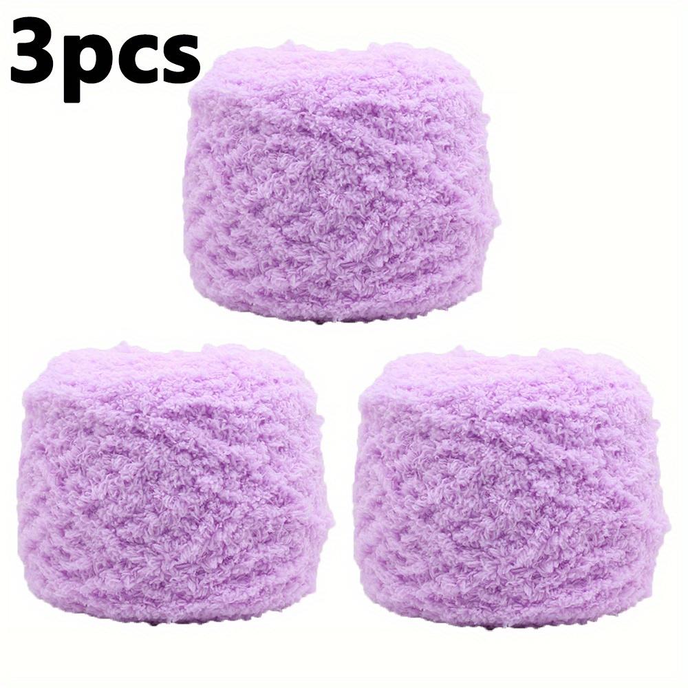 3 шт. мягкая полиэстеровая пряжа из синели, 100% чистая, толстая, удобная для вязания крючком и спицами своими руками, идеально подходит для шарфов, свитеров, одеял, светло-фиолетового/желтого/розового цвета