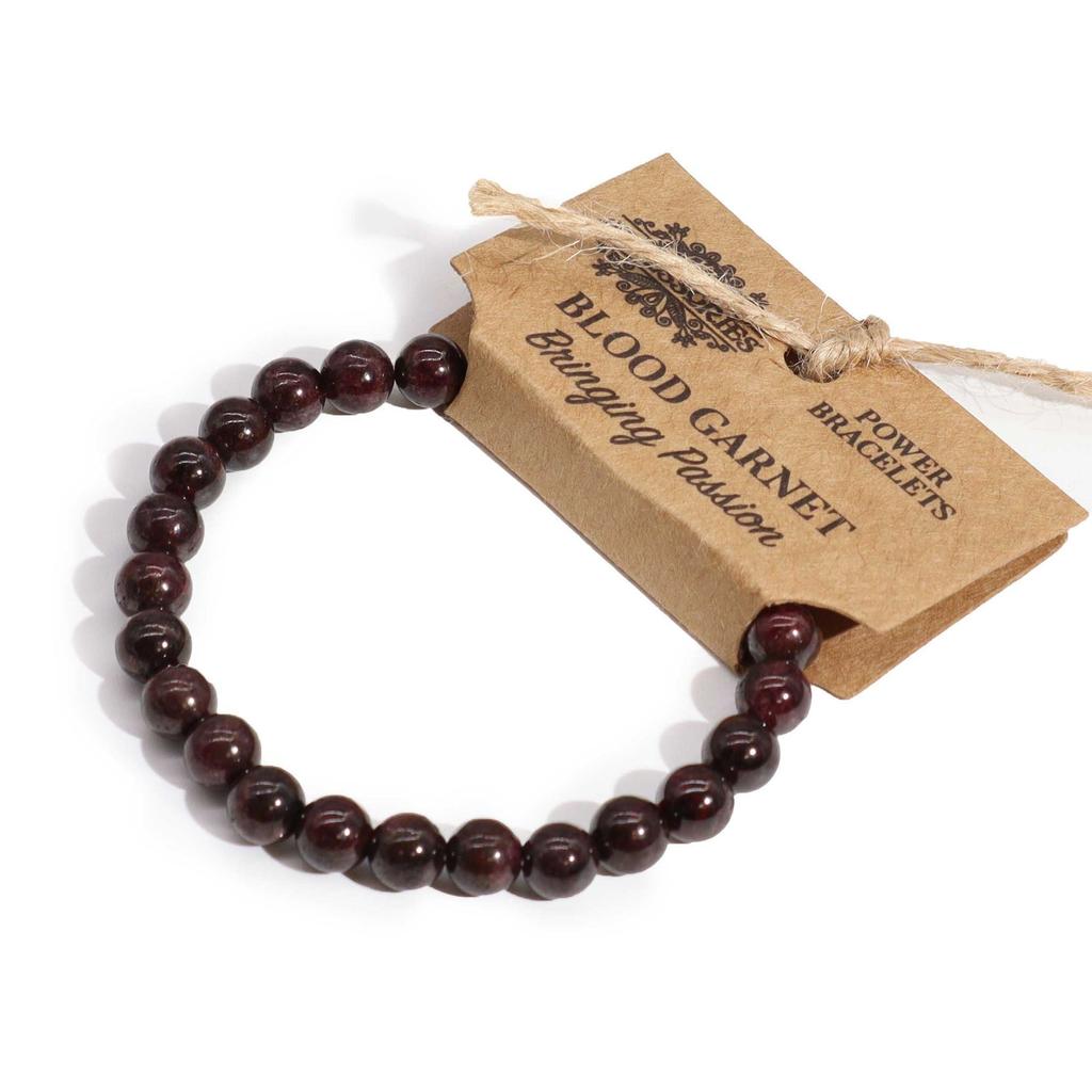 Blood Garnet Beaded Stretch Bracelet 8mm