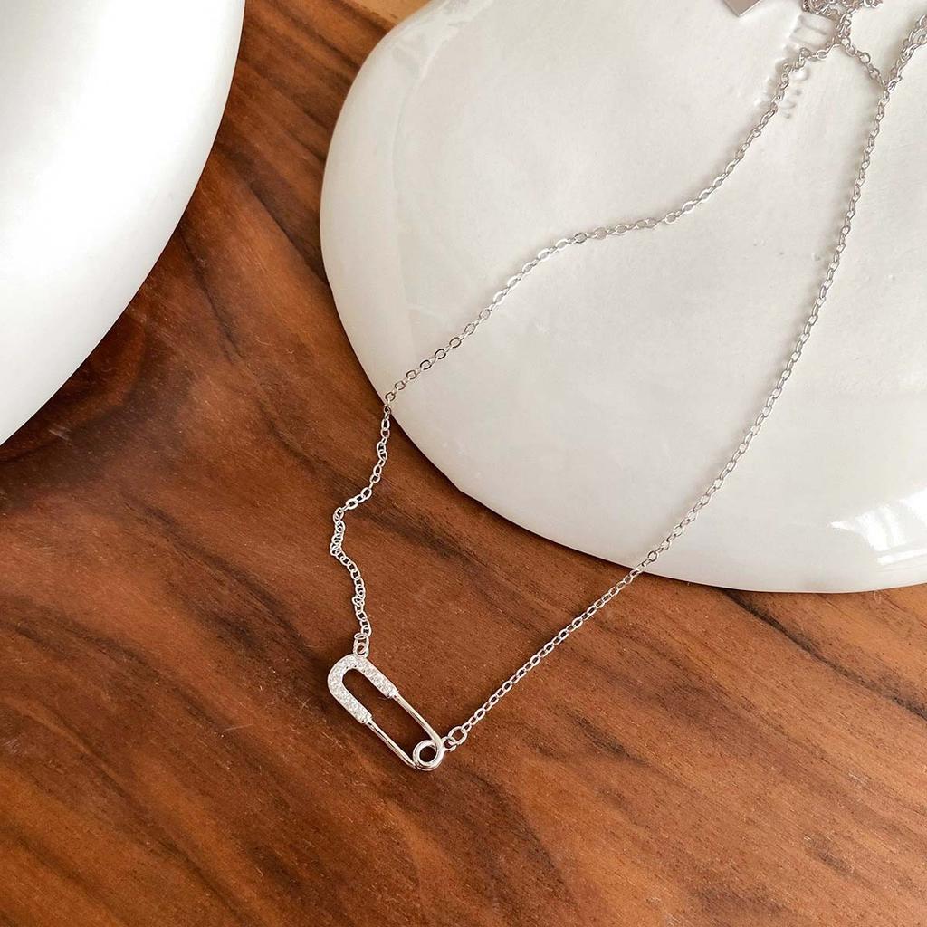 S999 чистое серебро булавка бриллиантовое ожерелье женская японская и корейская ключичная цепочка модные ювелирные изделия из стерлингового серебра ожерелье