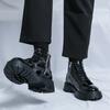 Fashion Shiny Leather Men's Boots Side Zipper Business New Style Comfortable High Top Mens Casual Shoes Classic Design Thick Soled Shoes