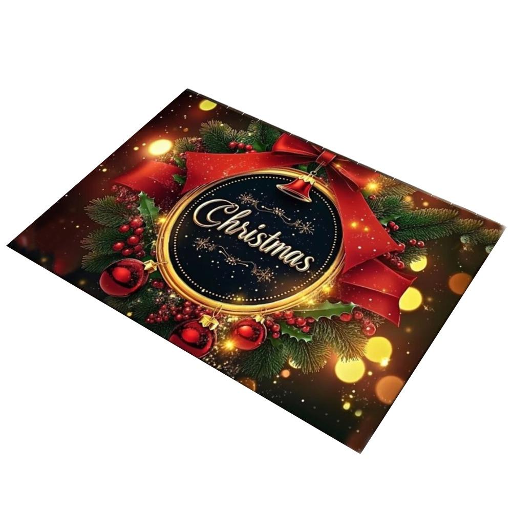 Anti Slip Christmas Carpet Non-Slip Durable Cartoon Bathroom Mat Retro Absorbent Santa Claus Elk Door Mat Home Decoration