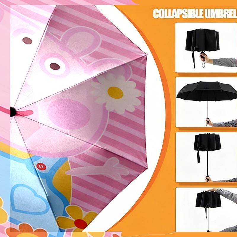 Pink Pig Print Umbrella Automatic Opening/ Closing - Portable Foldable Design - Daily use for Travel/Outdoor - Gift for Birthday