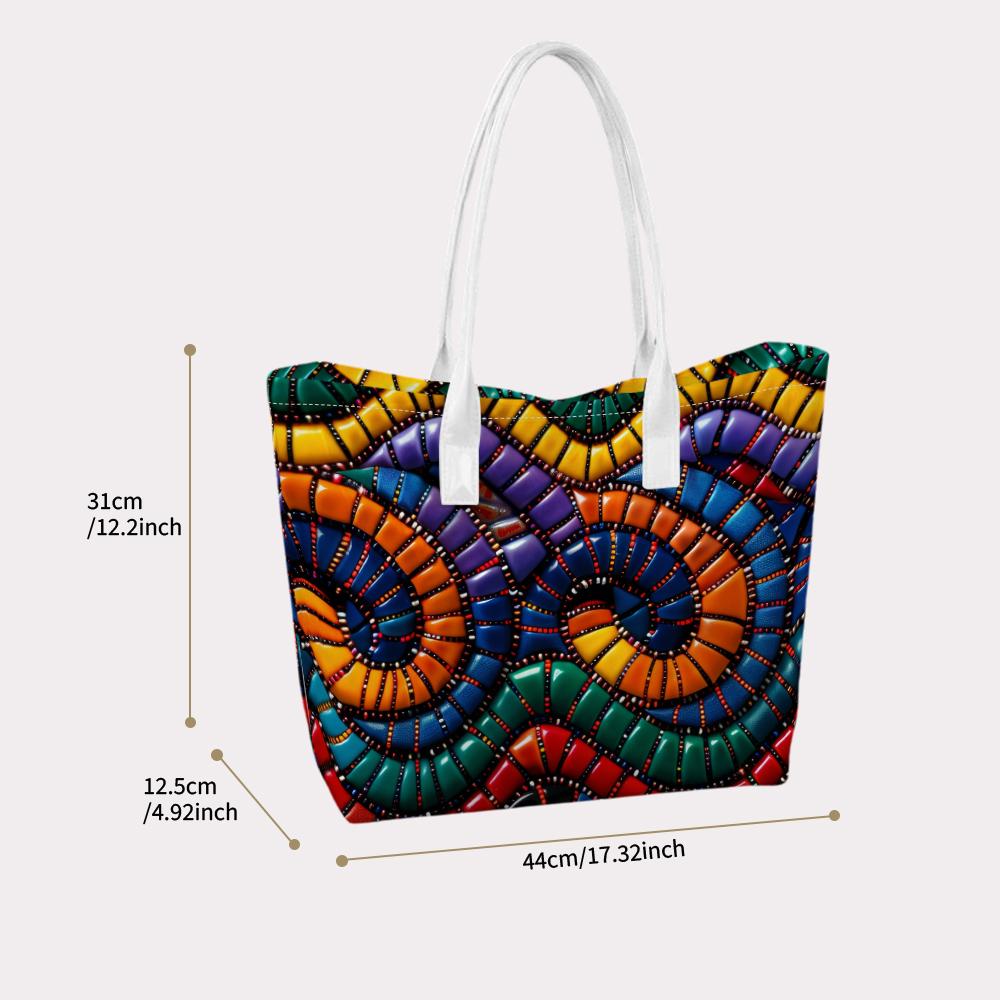 Colorful Tribal Print Large Tote Bag Casual Shoulder Handbag for Daily Use