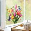 Нарисованные бабочки цветы листья витрина домашний фон декоративные наклейки на стену самоклеящиеся