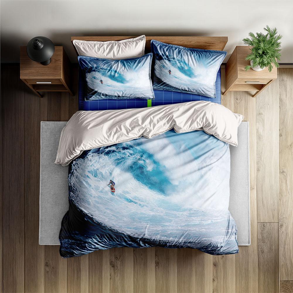Turquoise Water Surfing Summer Customized Duvet Cover Set Uk Single Double Queen Us Twin Full King Size Among Bed Linen Set