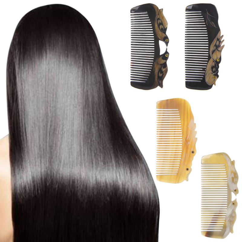 Роскошная ручная работа расчески для волос из натурального рога с ручкой с резьбой по утке-мандаринке