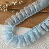 Luxury Blue Lace Trim Ruffle Flounce for DIY Dress Decoration