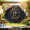 Gold 17th Gold Birthday Backdrop 1pc - Party Supplies