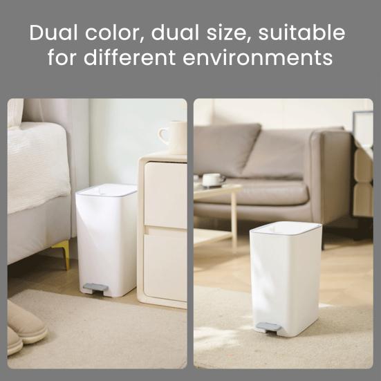 Slim Bathroom Trash Can 2 Gal/ 3 Gal Garbage Can with Lid Soft Close Step Pedal Trash Bin Odor Control Waste Bin for Bathroom Bedroom Kitchen Office